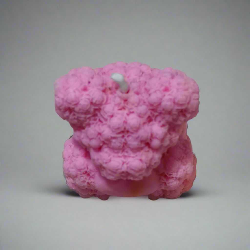 Aesthetic Teddy Candle | Rosebud Texture | Heart Charm | Unique Decor Gift"