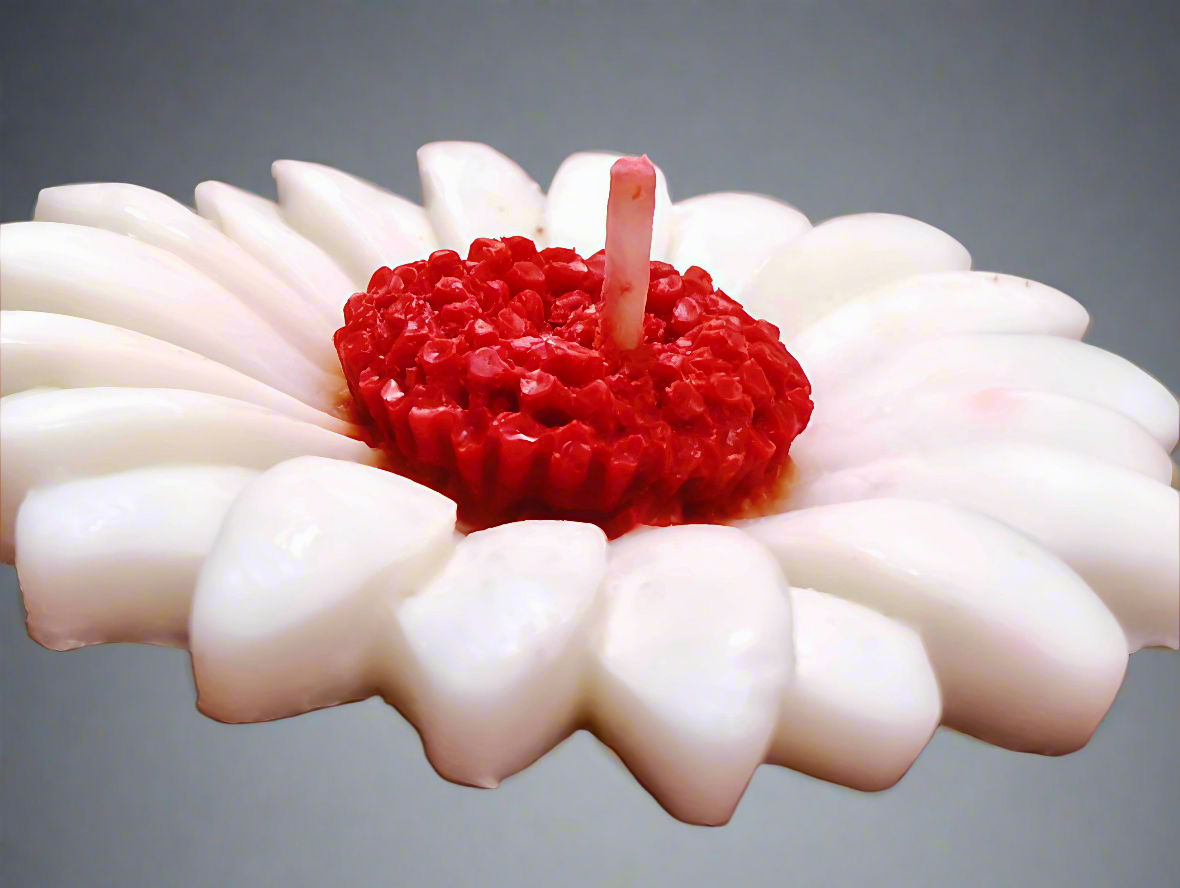 White-Red Daisy Flower Candle – Premium Handcrafted Design