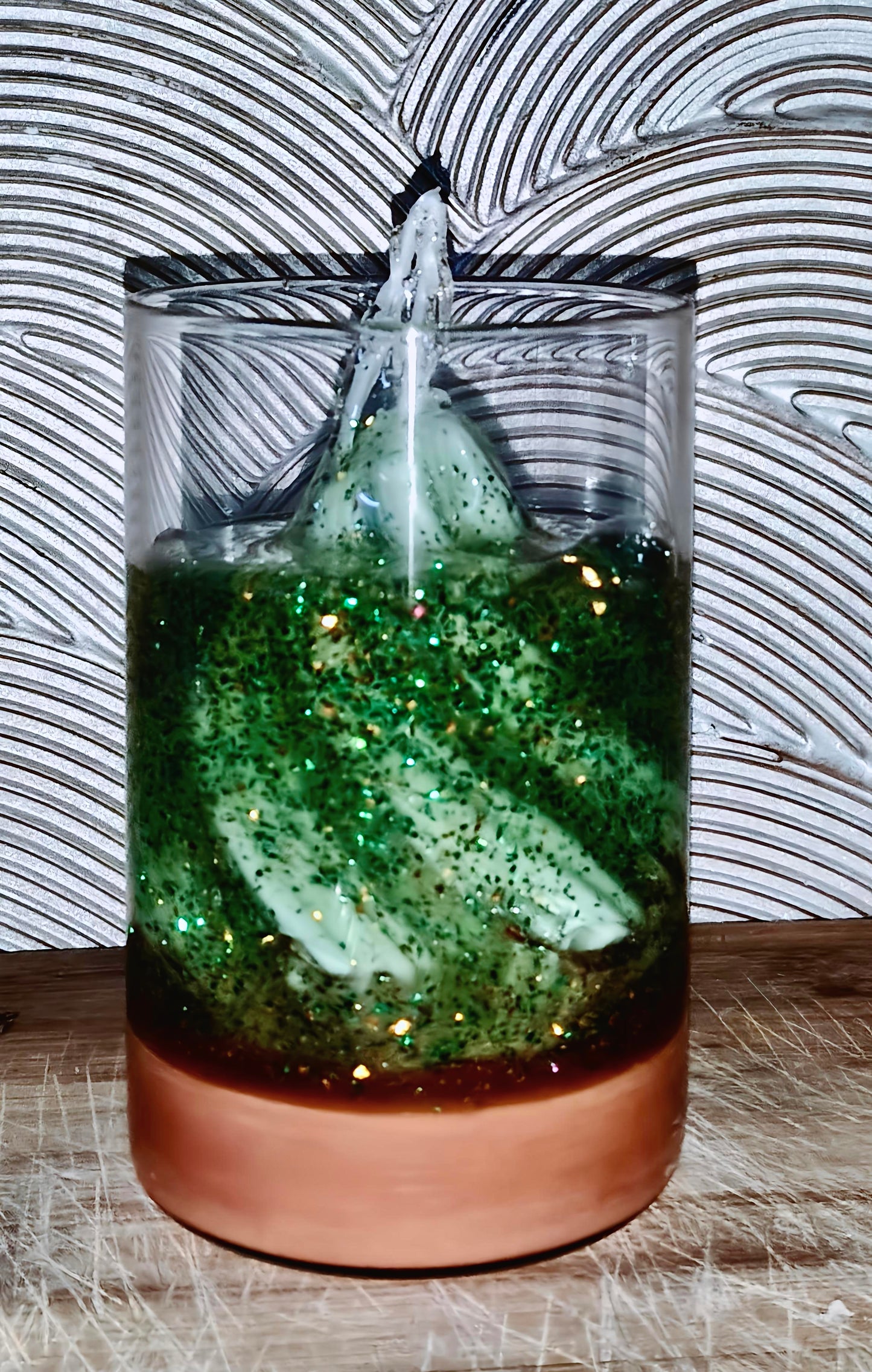 Green Glitter Gel Candle – Luxury Aromatic Glow | Glass Candle