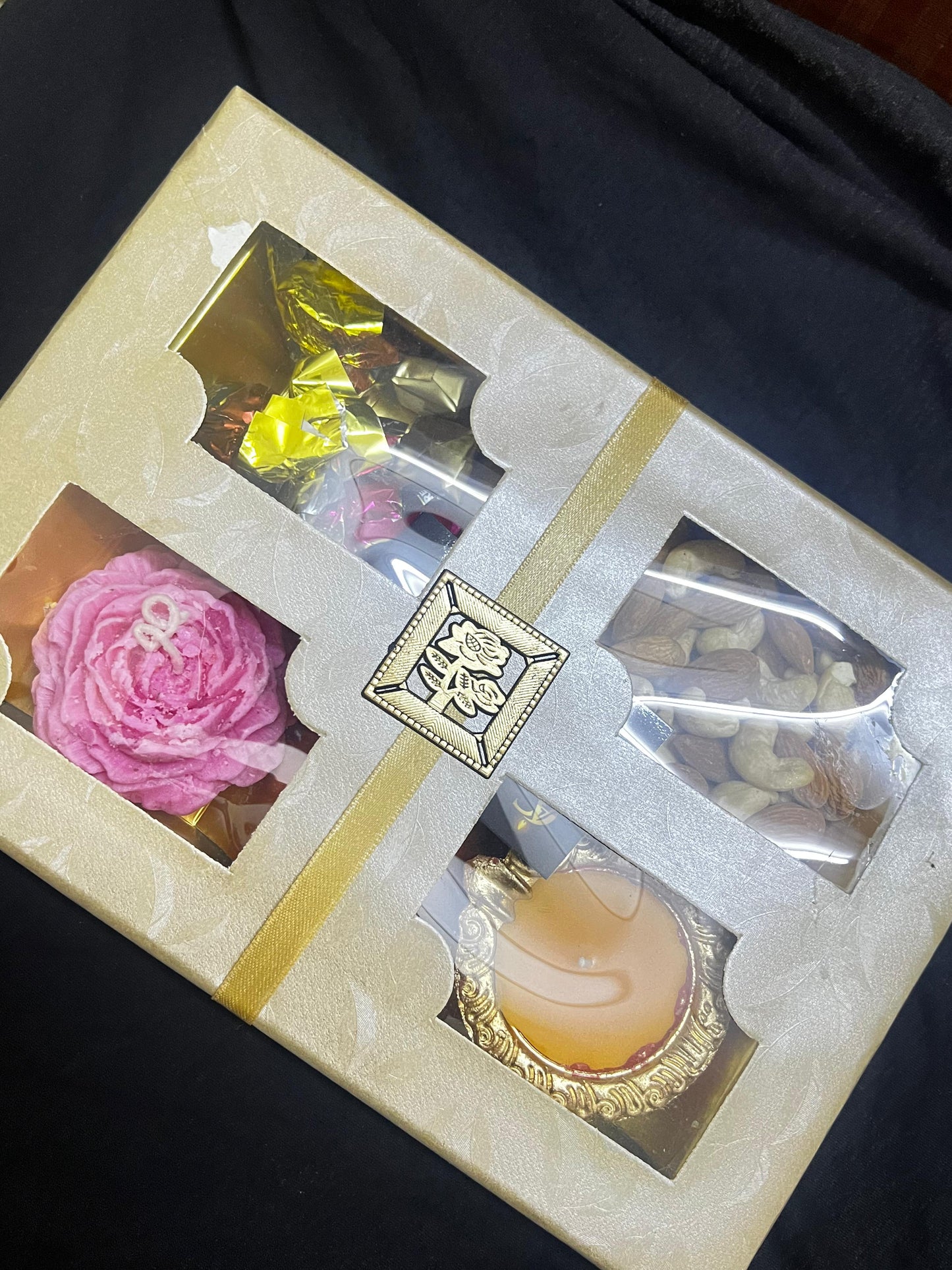 Premium Diwali Gift Hamper Box – Dry Fruits, Sweets, Chocolates & Decorative Candle