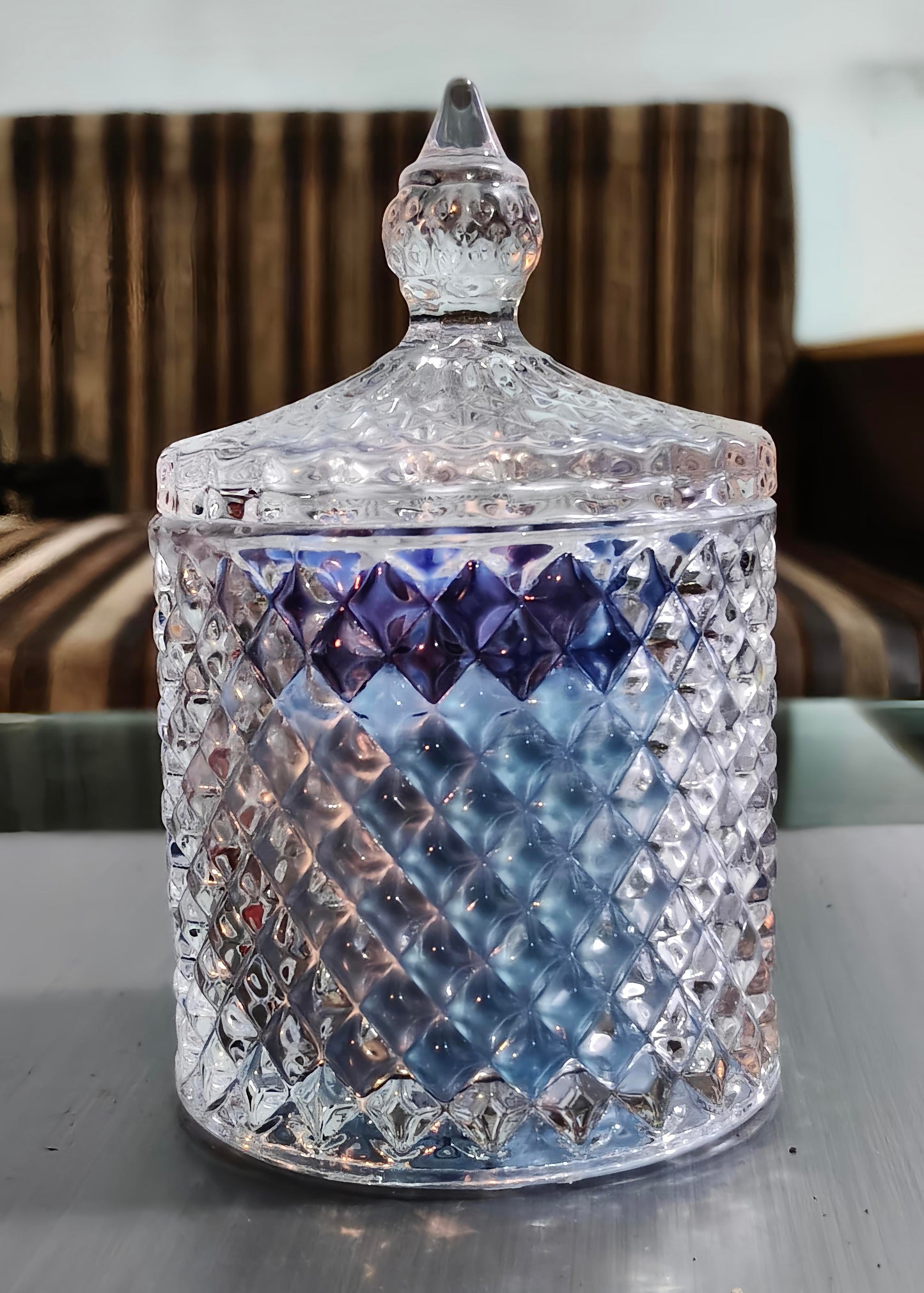 Handcrafted Sun Flower Crystal Glass Jar Candle – Scented | Decorative Gift Candle | (Available in Green, Pink & Blue)