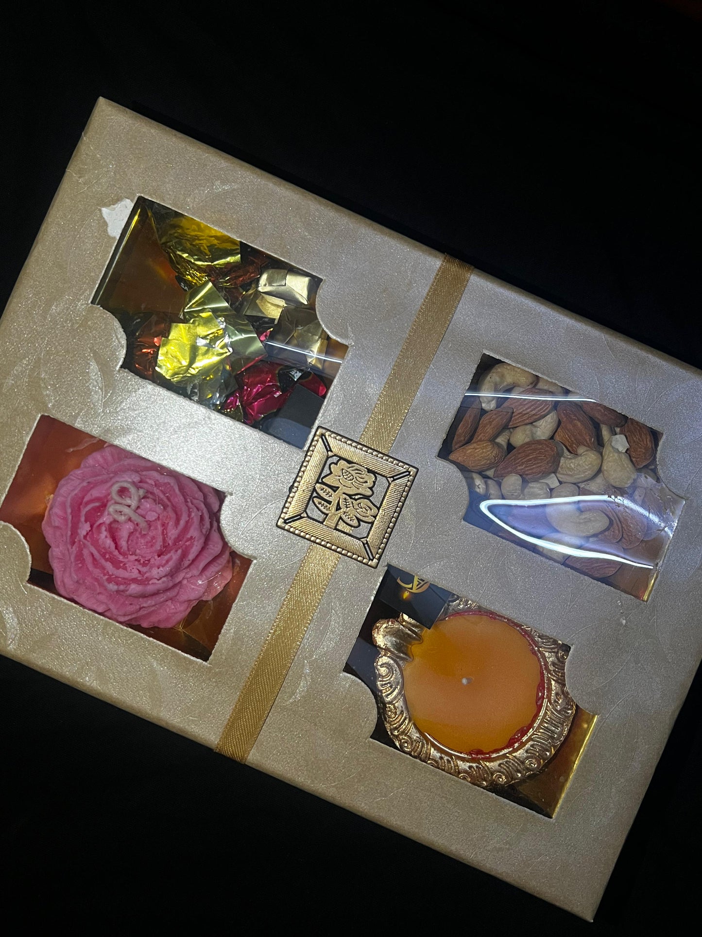 Premium Diwali Gift Hamper Box – Dry Fruits, Sweets, Chocolates & Decorative Candle