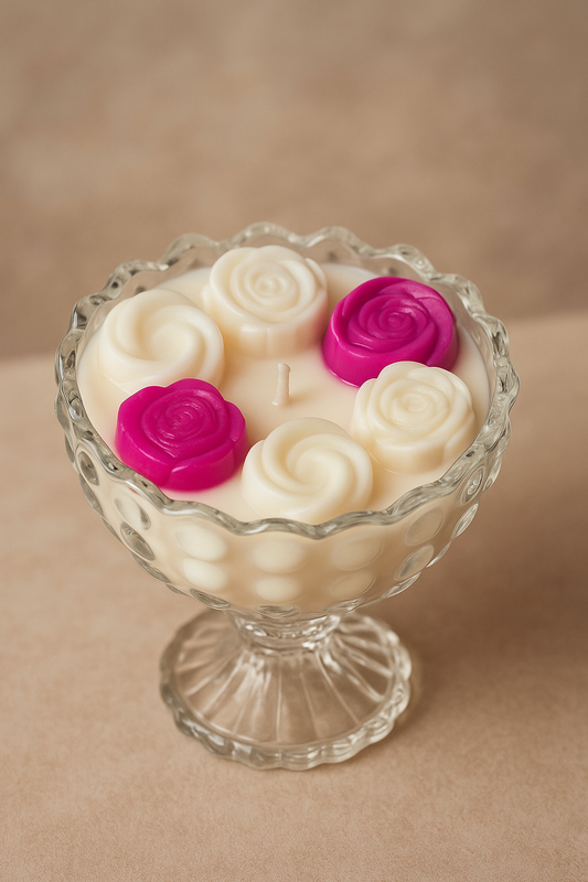 Rose Bloom Gift Candle – Glass Bowl Luxury Soy Wax