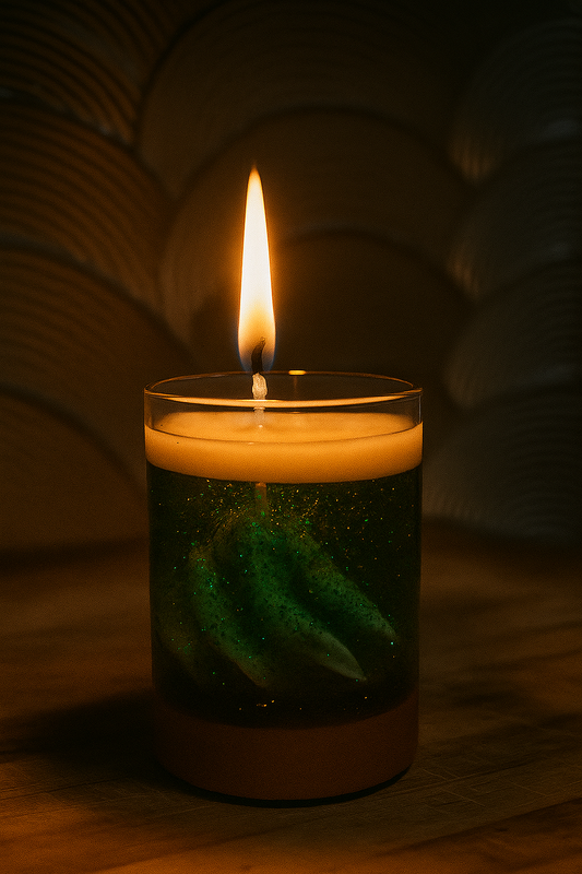 Green Glitter Gel Candle – Luxury Aromatic Glow | Glass Candle
