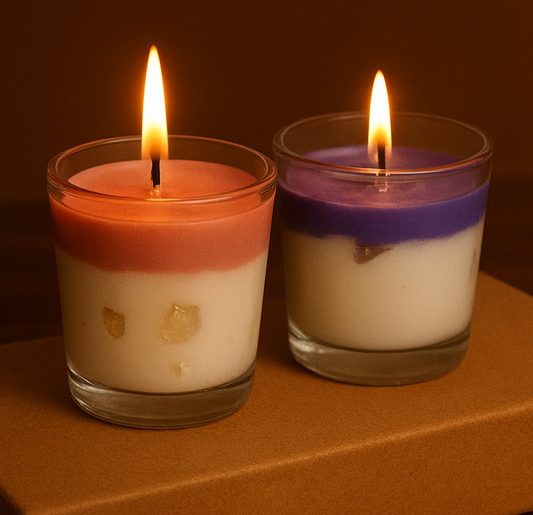 Luxury Scented Glass Jar Candles | Decorative Aroma Candles for Home Décor & Gifting (Set of 2, Multi-color )