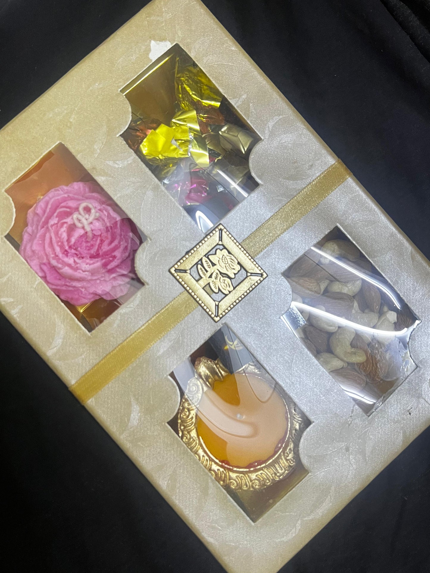 Premium Diwali Gift Hamper Box – Dry Fruits, Sweets, Chocolates & Decorative Candle